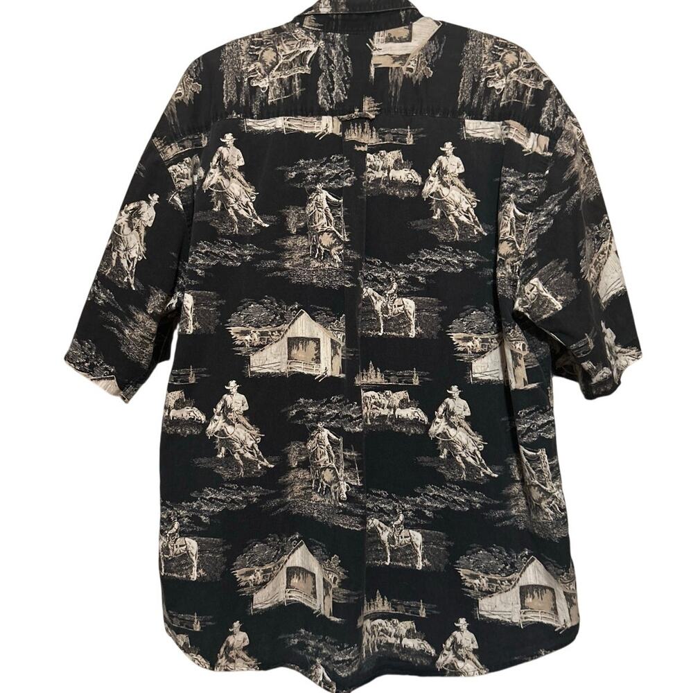 Bit & Bridle Men's Black White Barn Cowboy Short Sleeve Button Down Size XL - Picture 2 of 5